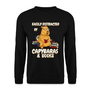 Easily distracted by Capybaras & Books - Unisex Sweatshirt - black - Front - Alina (178cm) & Michal (187cm)