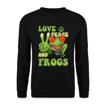 Amour de la paix et grenouilles costume hippie - Sweat-shirt Unisexe - noir - Devant - Alina (178cm) & Michal (187cm)