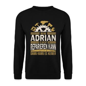 Adrian Name Geschenk Geburtstag - Unisex Pullover - Schwarz - Vorne - Alina (178cm) & Michal (187cm)