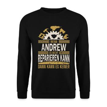 Andrew Name Geschenk Geburtstag - Unisex Pullover - Schwarz - Vorne - Alina (178cm) & Michal (187cm)