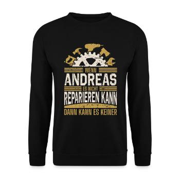 Andreas Name Geschenk Geburtstag - Unisex Pullover - Schwarz - Vorne - Alina (178cm) & Michal (187cm)