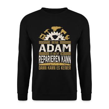 Adam Name Geschenk Geburtstag - Unisex Pullover - Schwarz - Vorne - Alina (178cm) & Michal (187cm)