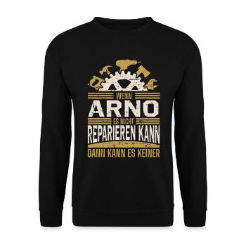 Arno Name Geschenk Geburtstag - Unisex Pullover - Schwarz - Vorne - Alina (178cm) & Michal (187cm)