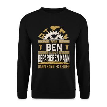 Ben Name Geschenk Geburtstag - Unisex Pullover - Schwarz - Vorne - Alina (178cm) & Michal (187cm)