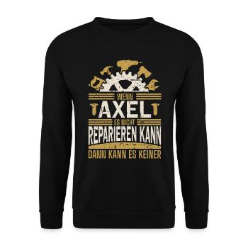 Axel Name Geschenk Geburtstag - Unisex Pullover - Schwarz - Vorne - Alina (178cm) & Michal (187cm)