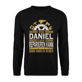 Daniel Name Geschenk Geburtstag - Unisex Pullover - Schwarz - Vorne - Alina (178cm) & Michal (187cm)