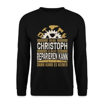 Christoph Name Geschenk Geburtstag - Unisex Pullover - Schwarz - Vorne - Alina (178cm) & Michal (187cm)