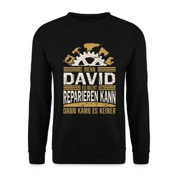 David Name Geschenk Geburtstag - Unisex Pullover - Schwarz - Vorne - Alina (178cm) & Michal (187cm)