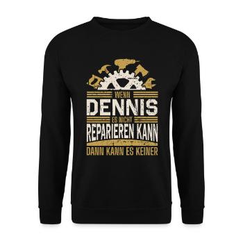 Dennis Name Geschenk Geburtstag - Unisex Pullover - Schwarz - Vorne - Alina (178cm) & Michal (187cm)