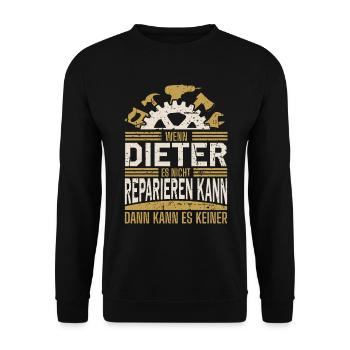 Dieter Name Geschenk Geburtstag - Unisex Pullover - Schwarz - Vorne - Alina (178cm) & Michal (187cm)