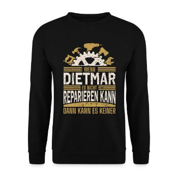 Dietmar Name Geschenk Geburtstag - Unisex Pullover - Schwarz - Vorne - Alina (178cm) & Michal (187cm)