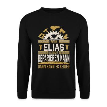 Elias Name Geschenk Geburtstag - Unisex Pullover - Schwarz - Vorne - Alina (178cm) & Michal (187cm)