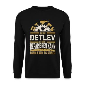 Detlev Name Geschenk Geburtstag - Unisex Pullover - Schwarz - Vorne - Alina (178cm) & Michal (187cm)