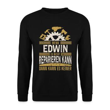 Edwin Name Geschenk Geburtstag - Unisex Pullover - Schwarz - Vorne - Alina (178cm) & Michal (187cm)