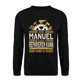 Manuel Name Geschenk Geburtstag - Unisex Pullover - Schwarz - Vorne - Alina (178cm) & Michal (187cm)