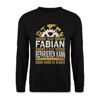 Fabian Name Geschenk Geburtstag - Unisex Pullover - Schwarz - Vorne - Alina (178cm) & Michal (187cm)
