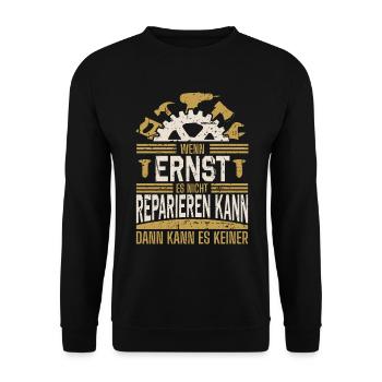 Ernst Name Geschenk Geburtstag - Unisex Pullover - Schwarz - Vorne - Alina (178cm) & Michal (187cm)