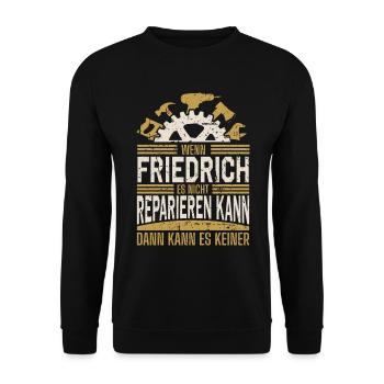 Friedrich Name Geschenk Geburtstag - Unisex Pullover - Schwarz - Vorne - Alina (178cm) & Michal (187cm)