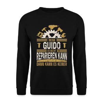 Guido Name Geschenk Geburtstag - Unisex Pullover - Schwarz - Vorne - Alina (178cm) & Michal (187cm)