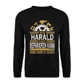 Harald Name Geschenk Geburtstag - Unisex Pullover - Schwarz - Vorne - Alina (178cm) & Michal (187cm)