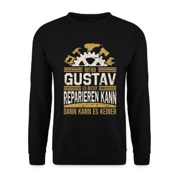 Gustav Name Geschenk Geburtstag - Unisex Pullover - Schwarz - Vorne - Alina (178cm) & Michal (187cm)