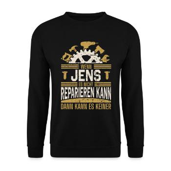 Jens Name Geschenk Geburtstag - Unisex Pullover - Schwarz - Vorne - Alina (178cm) & Michal (187cm)