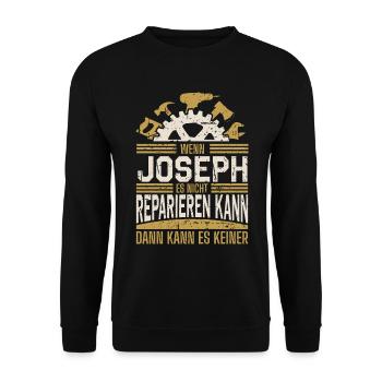 Joseph Name Geschenk Geburtstag - Unisex Pullover - Schwarz - Vorne - Alina (178cm) & Michal (187cm)