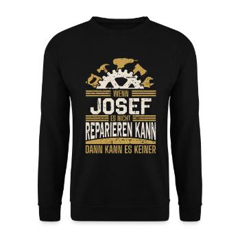 Josef Name Geschenk Geburtstag - Unisex Pullover - Schwarz - Vorne - Alina (178cm) & Michal (187cm)