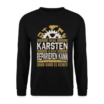 Karsten Name Geschenk Geburtstag - Unisex Pullover - Schwarz - Vorne - Alina (178cm) & Michal (187cm)
