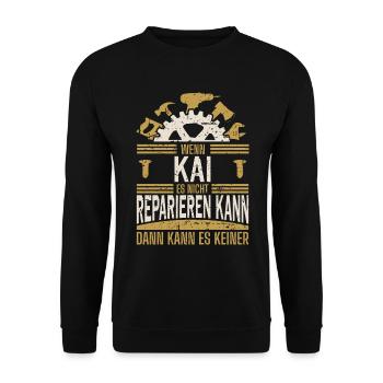 Kai Name Geschenk Geburtstag - Unisex Pullover - Schwarz - Vorne - Alina (178cm) & Michal (187cm)