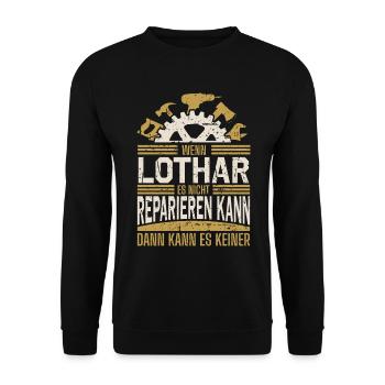 Lothar Name Geschenk Geburtstag - Unisex Pullover - Schwarz - Vorne - Alina (178cm) & Michal (187cm)