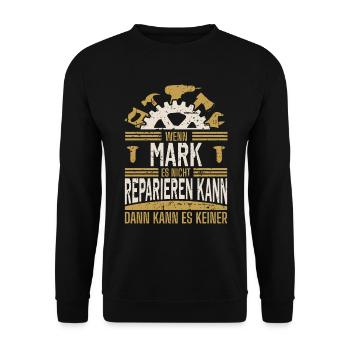 Mark Name Geschenk Geburtstag - Unisex Pullover - Schwarz - Vorne - Alina (178cm) & Michal (187cm)