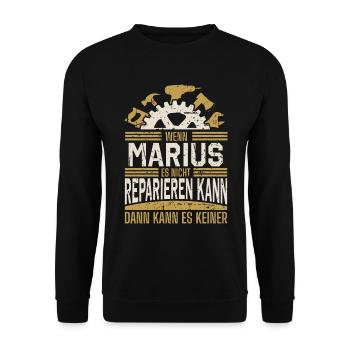Marius Name Geschenk Geburtstag - Unisex Pullover - Schwarz - Vorne - Alina (178cm) & Michal (187cm)