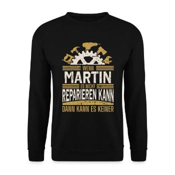 Martin Name Geschenk Geburtstag - Unisex Pullover - Schwarz - Vorne - Alina (178cm) & Michal (187cm)