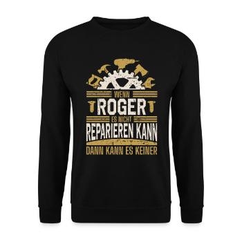 Roger Name Geschenk Geburtstag - Unisex Pullover - Schwarz - Vorne - Alina (178cm) & Michal (187cm)