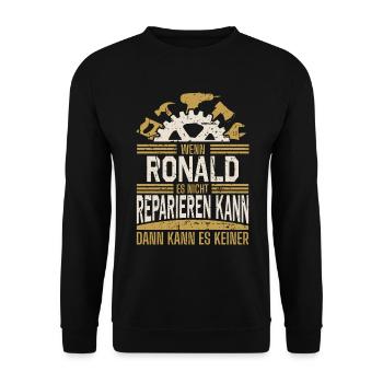 Ronald Name Geschenk Geburtstag - Unisex Pullover - Schwarz - Vorne - Alina (178cm) & Michal (187cm)