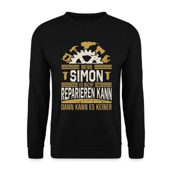 Simon Name Geschenk Geburtstag - Unisex Pullover - Schwarz - Vorne - Alina (178cm) & Michal (187cm)