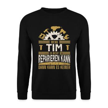 Tim Name Geschenk Geburtstag - Unisex Pullover - Schwarz - Vorne - Alina (178cm) & Michal (187cm)