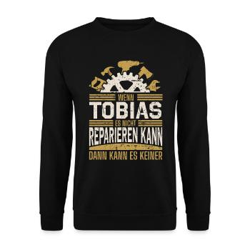 Tobias Name Geschenk Geburtstag - Unisex Pullover - Schwarz - Vorne - Alina (178cm) & Michal (187cm)