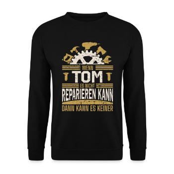 Tom Name Geschenk Geburtstag - Unisex Pullover - Schwarz - Vorne - Alina (178cm) & Michal (187cm)