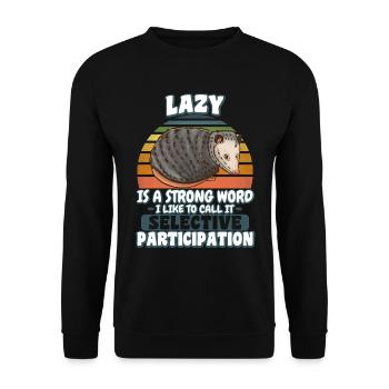 Lazy is a Strong Word Opossum Chill Outfit - Unisex Sweatshirt - black - Front - Alina (178cm) & Michal (187cm)