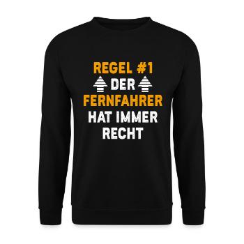 Fernfahrer Geschenk Geburtstag Spruch - Unisex Pullover - Schwarz - Vorne - Alina (178cm) & Michal (187cm)