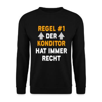 Konditor Geschenk Geburtstag Spruch - Unisex Pullover - Schwarz - Vorne - Alina (178cm) & Michal (187cm)