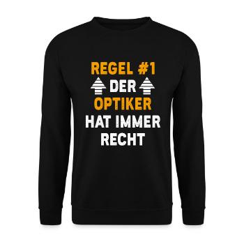 Optiker Geschenk Geburtstag Spruch - Unisex Pullover - Schwarz - Vorne - Alina (178cm) & Michal (187cm)