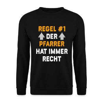 Pfarrer Geschenk Geburtstag Spruch - Unisex Pullover - Schwarz - Vorne - Alina (178cm) & Michal (187cm)