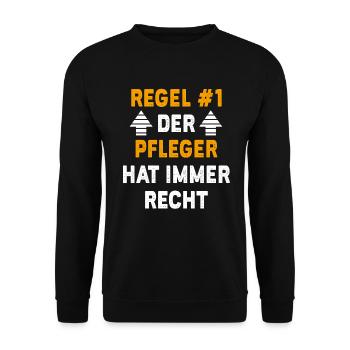Pfleger Geschenk Geburtstag Spruch - Unisex Pullover - Schwarz - Vorne - Alina (178cm) & Michal (187cm)