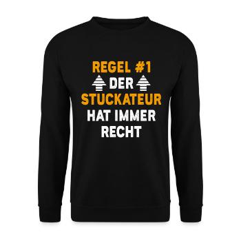 Stuckateur Geschenk Geburtstag Spruch - Unisex Pullover - Schwarz - Vorne - Alina (178cm) & Michal (187cm)