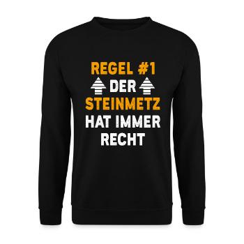 Steinmetz Geschenk Geburtstag Spruch - Unisex Pullover - Schwarz - Vorne - Alina (178cm) & Michal (187cm)