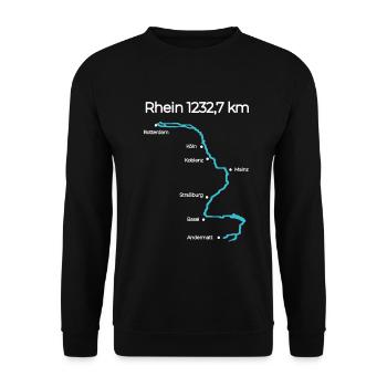 Rhein Fluss Karte Flusslauf Rhein - Unisex Pullover - Schwarz - Vorne - Alina (178cm) & Michal (187cm)