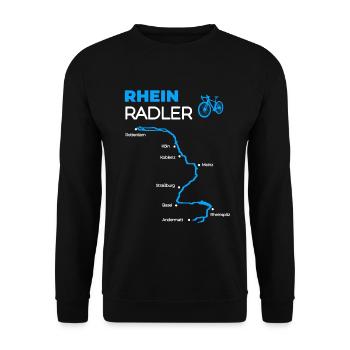 Rhein Radler Spruch für Radtour am Rhein Radfahrer - Unisex Pullover - Schwarz - Vorne - Alina (178cm) & Michal (187cm)